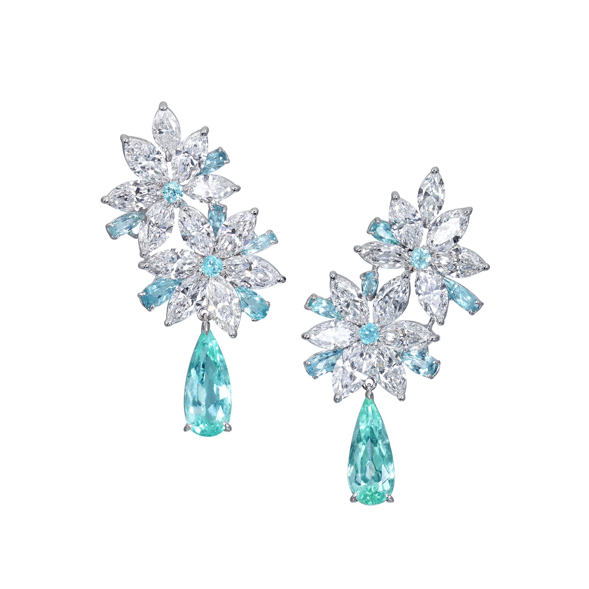 Diamond and Paraiba Tourmaline Earrings - Moussaieff | Moussaieff